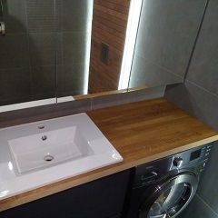 Столешница из цельноламельного дуба для ванной 1270х500х40 мм