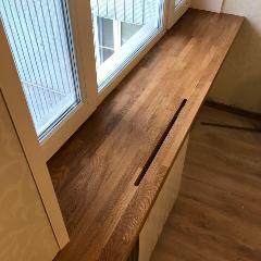 Подоконник из сращенного дуба для кухни 1500х300х40 мм